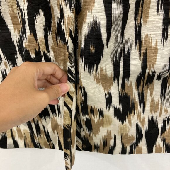 Silk Land size 1X Brown Black Abstract Silk 3/4 Sleeve Button Long Jacket - Picture 5 of 11